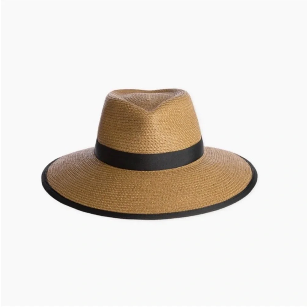 Eric Javits Wide-Brim Straw Sun Hat with Black Trim - Picture 4 of 10